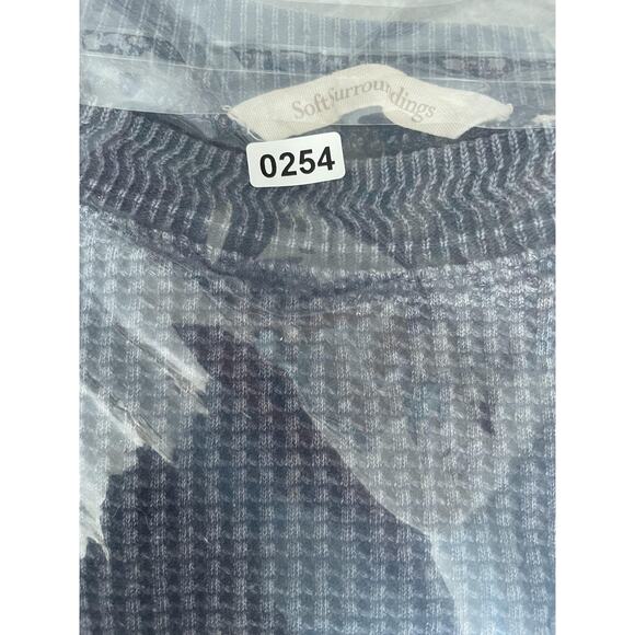 Soft Surroundings Tunic Top Thermal Waffle Knit Long Sleeve Pocket Blue Sz M - Picture 9 of 10